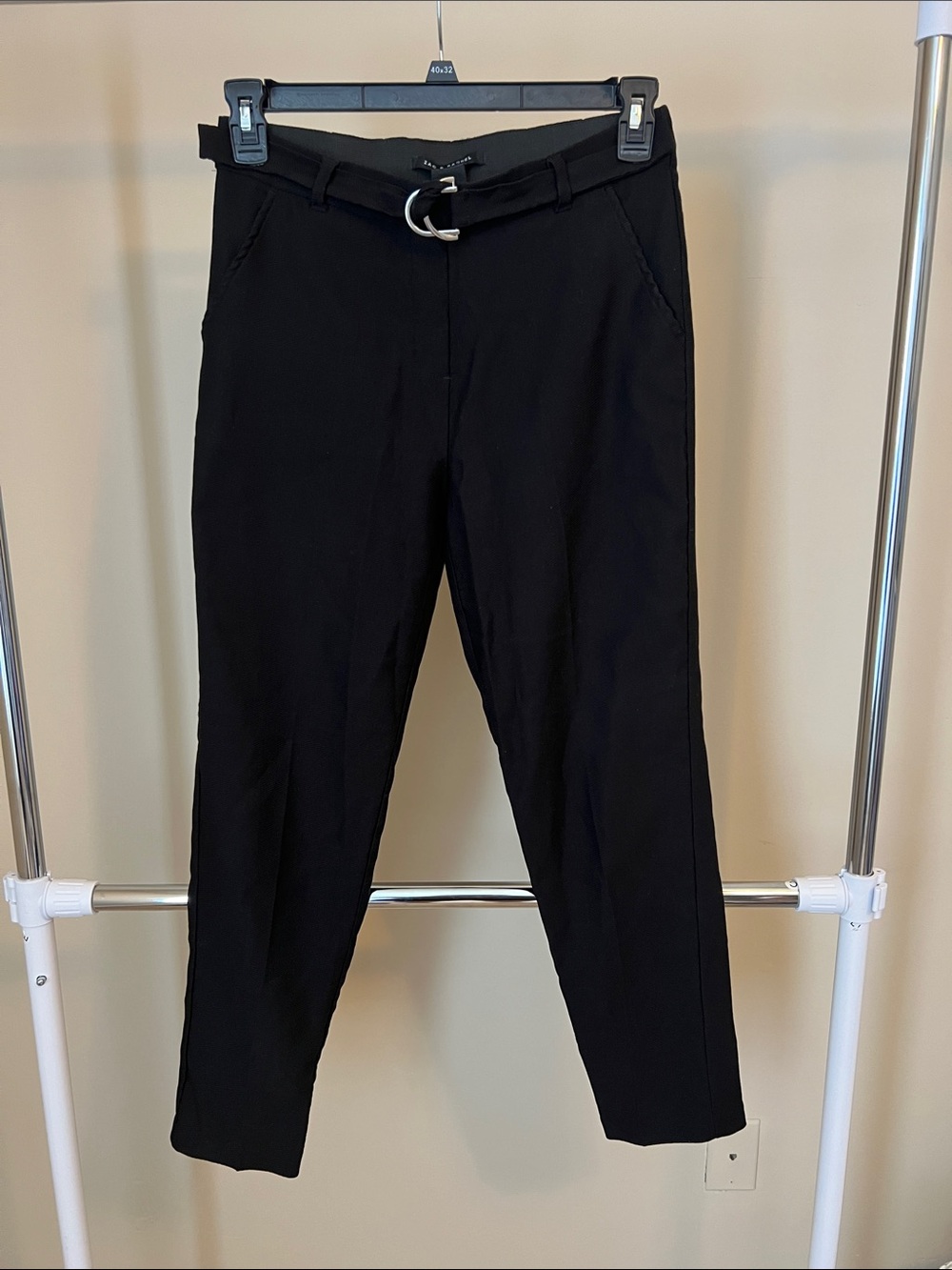 Zac & Rachel Black Tailored Women's Chinos with D-Ring Belt